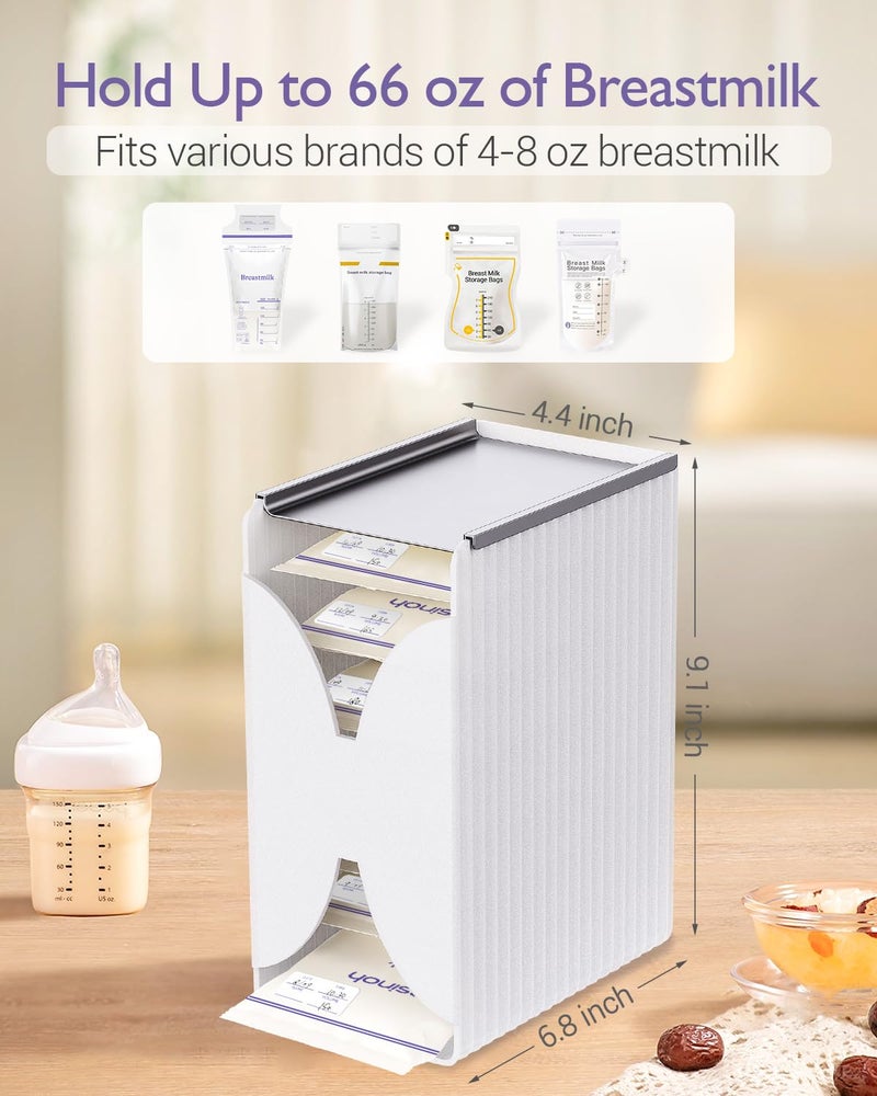 E1vee1 Freeze Organizer and Tower for Breastmilk Storage Bags, First-in First-Out Container Storing System with Quick-Freeze Tray to Freezing Breastmilk, Reusable and Breastfeeding Essentials - Image 5